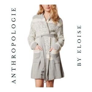 1397. ANTHROPOLOGIE BY ELOISE INTRASIA FAIR ILSE CARDIGAN/ROBE MEDIUM GRAY/CREAM